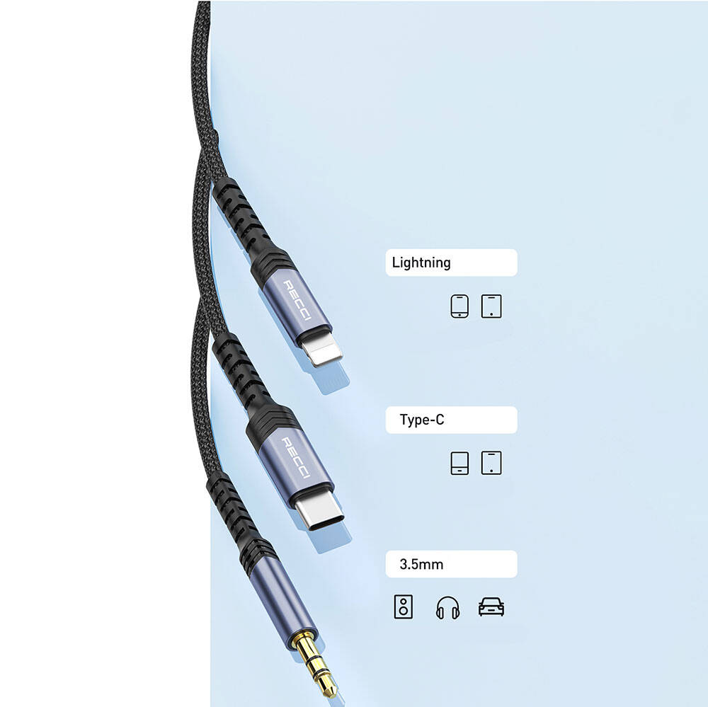 Recci RDS-A27 Type-C to 3.5mm AUX Audio Kablo - 5 Recci RDS-A27 Type-C to 3.5mm AUX Audio Kablo - 5
